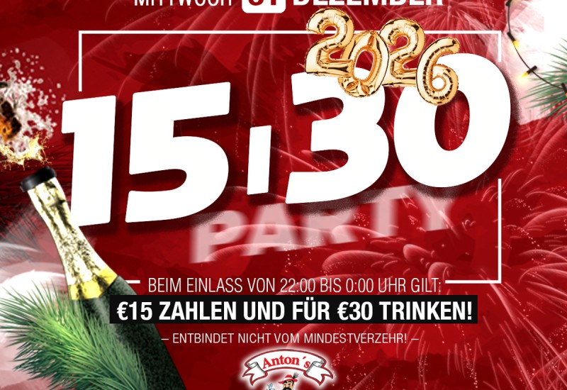 SILVESTERPARTY 2025 - 15/30 - ANGEBOT